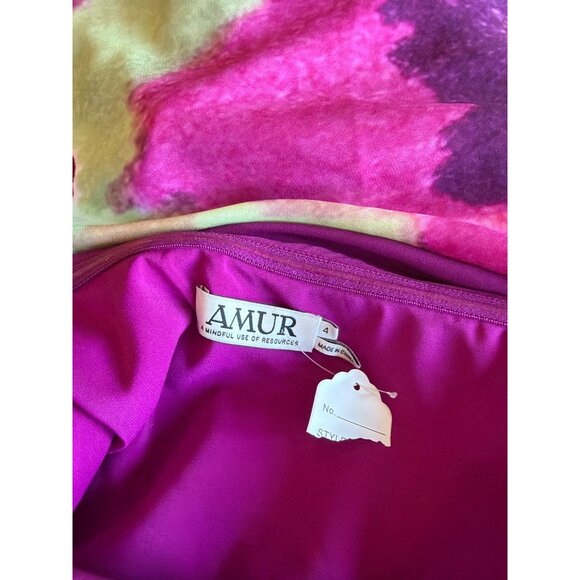 AMUR Atlas Painterly One Shoulder Floral Evening Gown Purple Womens Size 4 - Picture 10 of 11